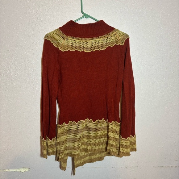 MISSLOOK Red and Tan Cowl Neck Sweater - Picture 2 of 4